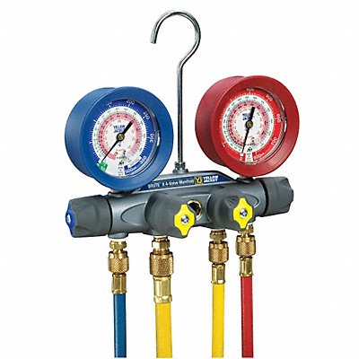 YELLOW JACKET 46013 Mechanical Manifold Gauge Set 4-Valve