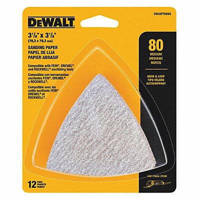 DEWALT DWASPTRI083 Sanding Paper Aluminum O 80 Grit PK12