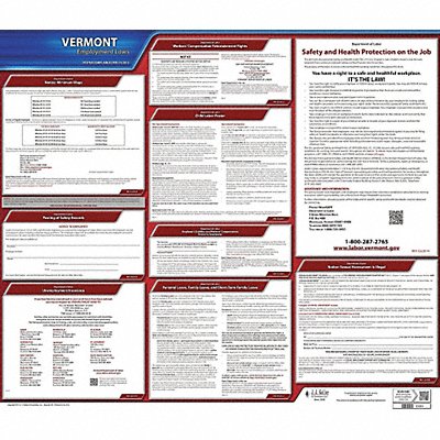 JJ KELLER 100VT Labor Law Poster State Labor Law VT