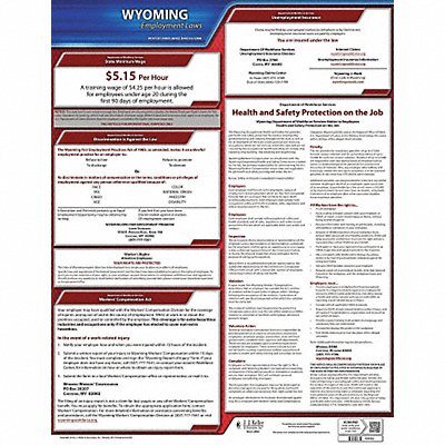 JJ KELLER 100WY Labor Law Poster State Labor Law WY