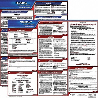 JJ KELLER 100VT3 LaborLaw Poster Fed/STA VT ENG 20inH 3yr