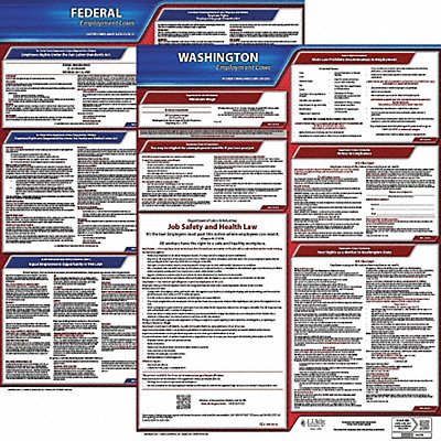 JJ KELLER 100WA3 LaborLaw Poster Fed/STA WA ENG 20inH 3yr