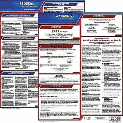 JJ KELLER 100WY1 LaborLaw Poster Fed/STA WY ENG 20inH 1yr