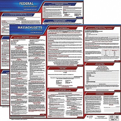JJ KELLER 200MA3 Labor Law Poster Fed/STA MA SP 20inH 3yr