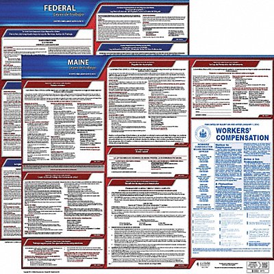 JJ KELLER 200ME1 Labor Law Poster Fed/STA ME SP 20inH 1yr