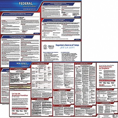 JJ KELLER 200NJ1 Labor Law Poster Fed/STA NJ SP 20inH 1yr