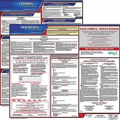 JJ KELLER 200NM3 Labor Law Poster Fed/STA NM SP 20inH 3yr