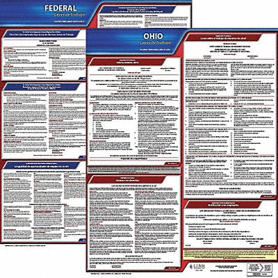 JJ KELLER 200OH1 Labor Law Poster Fed/STA OH SP 20inH 1yr