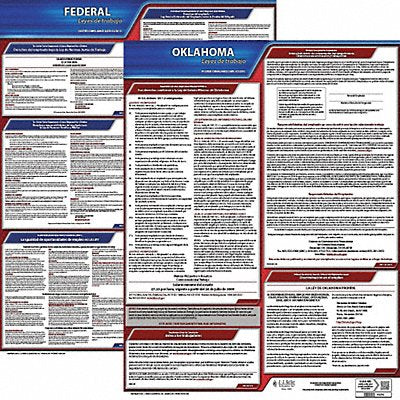 JJ KELLER 200OK3 Labor Law Poster Fed/STA OK SP 20inH 3yr