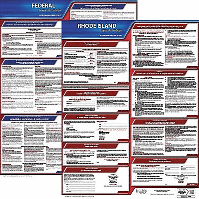 JJ KELLER 200RI1 Labor Law Poster Fed/STA RI SP 20inH 1yr