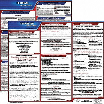 JJ KELLER 200TN1 Labor Law Poster Fed/STA TN SP 20inH 1yr