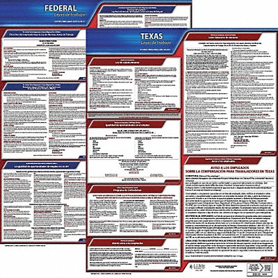JJ KELLER 200TXWC1 Labor Law Poster Fed/STA TX SP 20inH 1yr