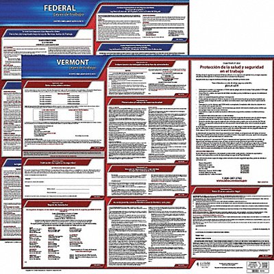 JJ KELLER 200VT1 Labor Law Poster Fed/STA VT SP 20inH 1yr