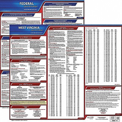 JJ KELLER 200WV3 Labor Law Poster Fed/STA WV SP 20inH 3yr