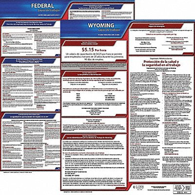 JJ KELLER 200WY3 Labor Law Poster Fed/STA WY SP 20inH 3yr