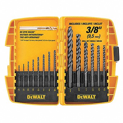 DEWALT DW1162 Jobber Length Drill Set 14pc HSS