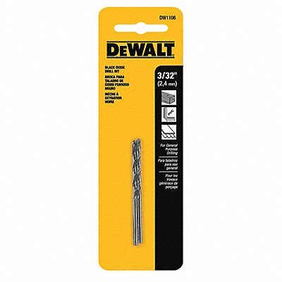 DEWALT DW1106 Jobber Drill 3/32 HSS PK2