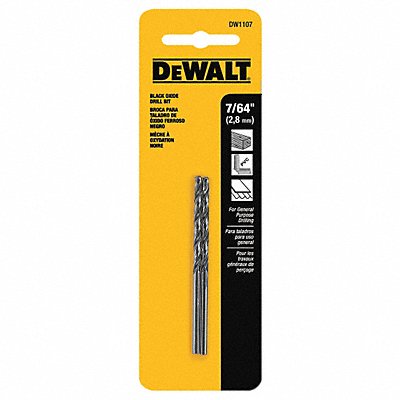 DEWALT DW1107 Jobber Drill 7/64 HSS PK2