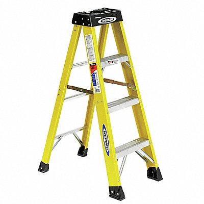 WERNER 6104 Stepladder Fiberglass 4 ft H 300 lb Cap