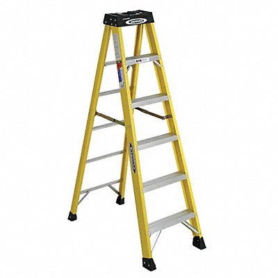 WERNER 6106 Stepladder Fiberglass 6 ft H 300 lb Cap