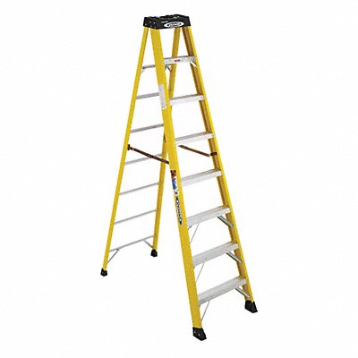 WERNER 6108 Stepladder Fiberglass 8 ft H 300 lb Cap