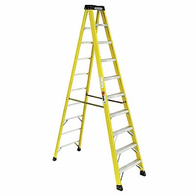 WERNER 6110 Stepladder Fiberglass 10 ft H 300 lb Cap