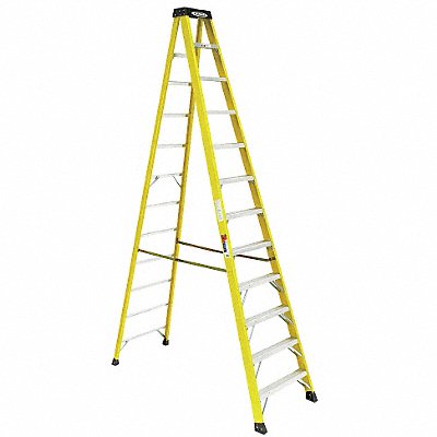WERNER 6112 Stepladder Fiberglass 12 ft H 300 lb Cap