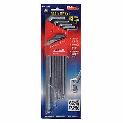 EKLIND 17313 Hex Key Set L 3 3/32 in to 8 1/2 in