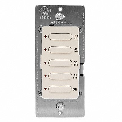 HUBBELL WIRING DEVICE-KELLEMS DT5060LA CountdownTimer LightAlmond 120/277VAC