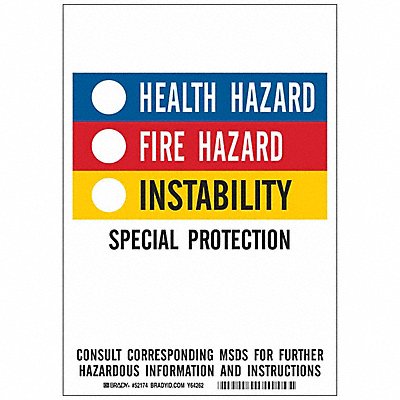 BRADY 52174 Label 10in. H x 7-1/2in. W PK5