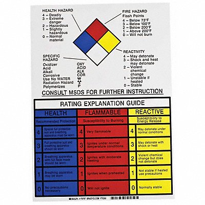 BRADY 78787 NFPA Placard 14in. H x 10in. W