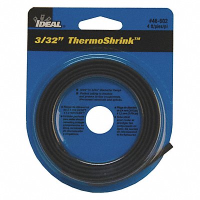 IDEAL 46602 Shrink Tubing 4 ft Blk 0.122 in ID PK5