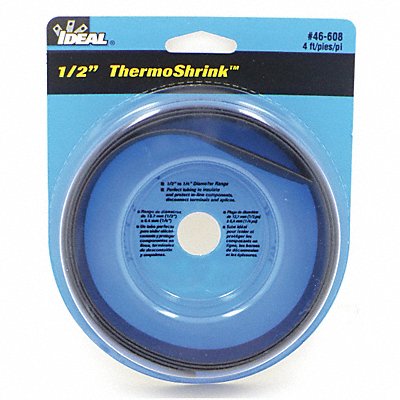 IDEAL 46608 Shrink Tubing 4 ft Blk 0.539 in ID PK5