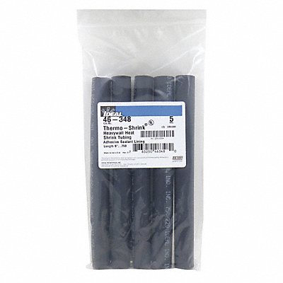 IDEAL 46348 Shrink Tubing 9 in Blk 0.75 in ID PK5