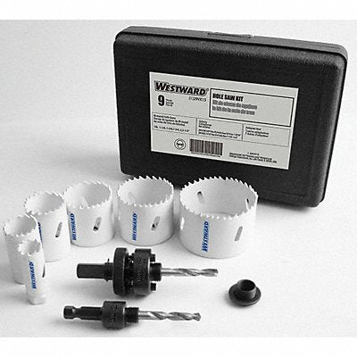 WESTWARD 29VX13 Hole Saw Electricians Kit 9 pcs.