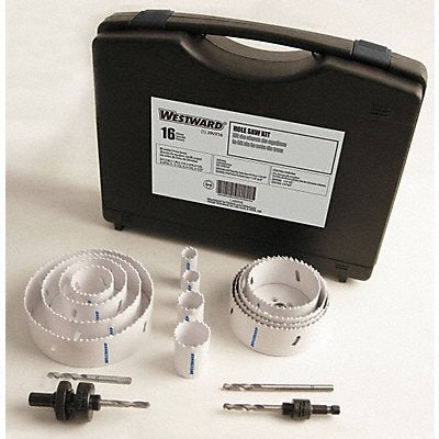 WESTWARD 29VX16 Hole Saw Plumbers Kit 16 pcs.