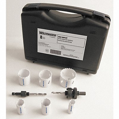 WESTWARD 29VX22 Bi-Metal Hole Saw Utility Kit 8 pcs.