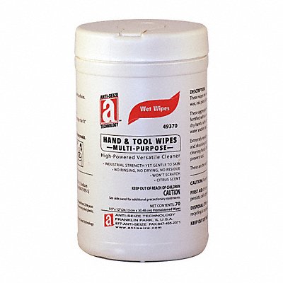ANTI-SEIZE TECHNOLOGY 49370 Cleaning Wipes Citrus 12 inL 9.5 inW