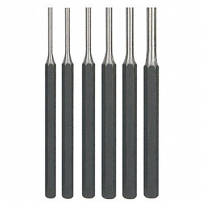 WESTWARD 2AJA9 Pin Punch Set 1/8 To 5/16 In 6 Pc