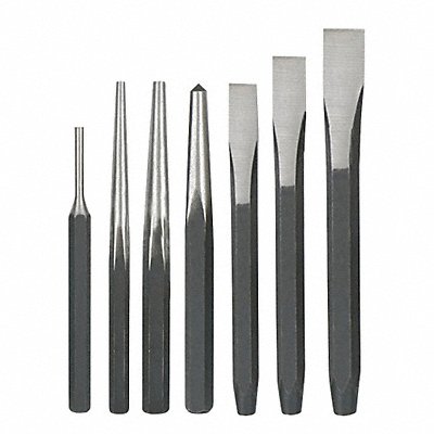 WESTWARD 2AJB3 Punch and Chisel Set 7 Pc