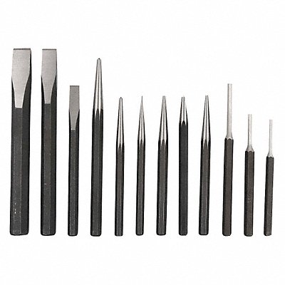 WESTWARD 2AJB4 Punch and Chisel Set 12 Pc