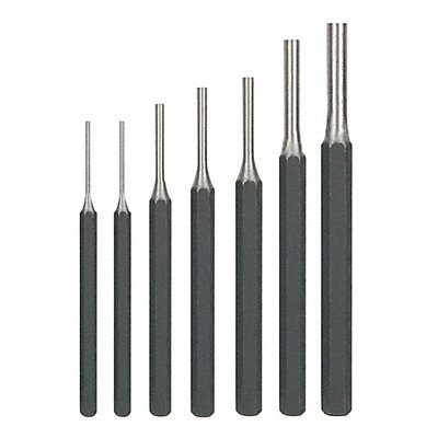 WESTWARD 2AJL4 Pin Punch Set 1/16 To 5/16 In 7 Pc