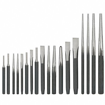 WESTWARD 2AJL7 Punch and Chisel Set 18 Pc
