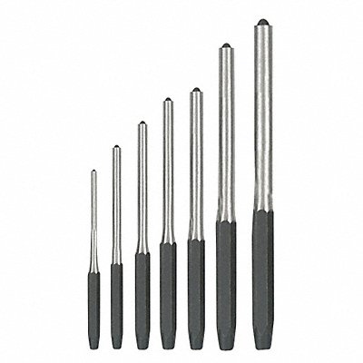 WESTWARD 2AJL9 Roll Pin Punch Set 1/16 To 5/16 7 Pc
