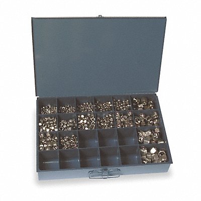 GRAINGER WWG16SSNYLGR Hx LockNt Asrt Plain Stainless Steel 1090PK