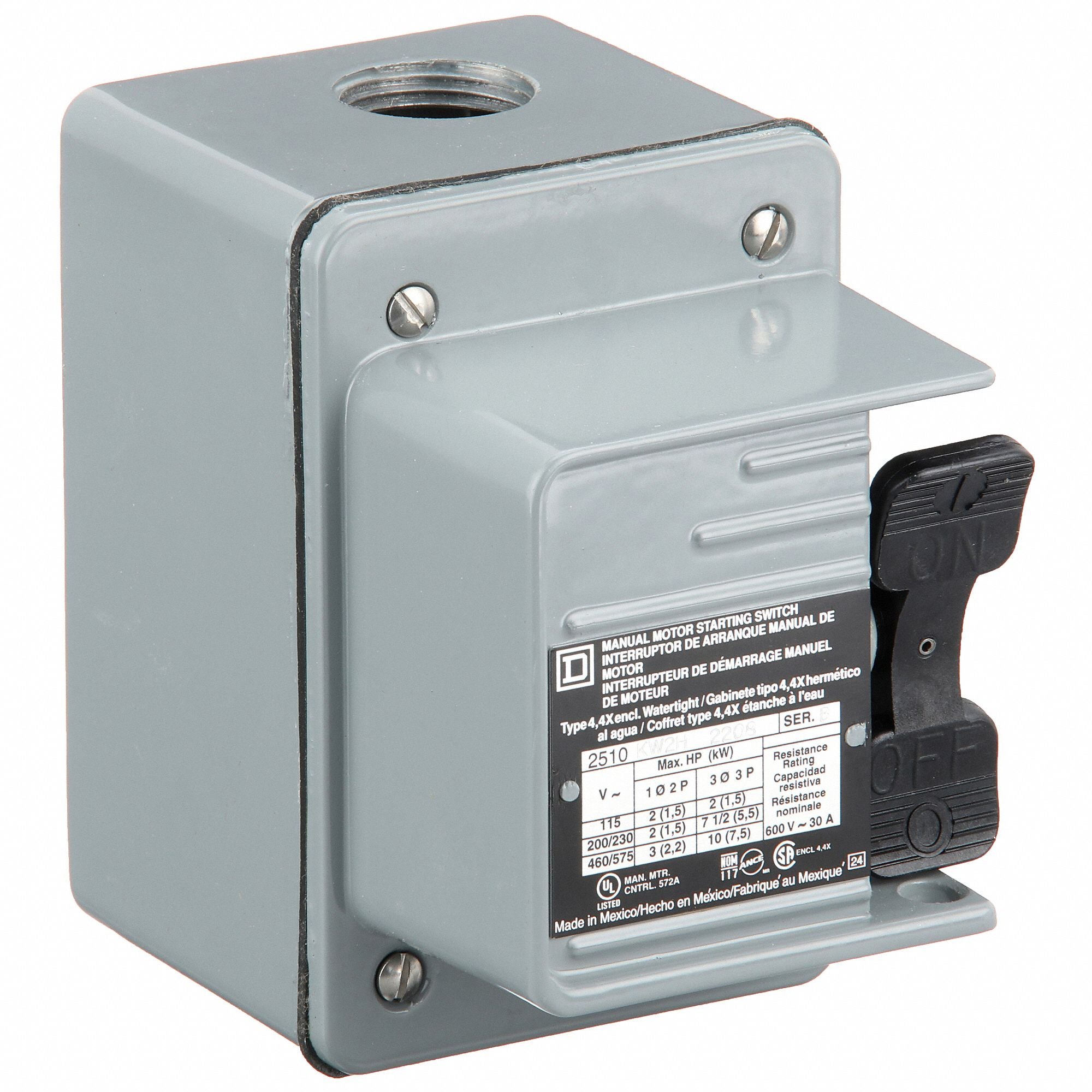 SQUARE D 2510KW2H ManualMotorSwitch NEMA4 ToggleSwitch