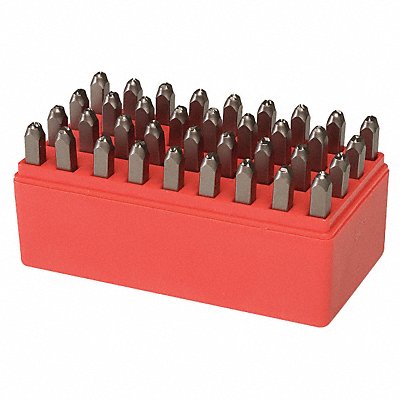 GRAINGER 2CDY3 Letter and Number Set 3/8 in H Steel