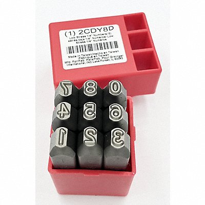 GRAINGER 2CDY8 Number Set 1/4 in H Steel