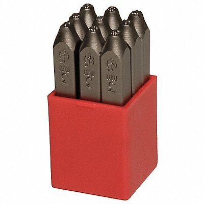 GRAINGER 2CEA3 Number Set 3/8 in H Steel