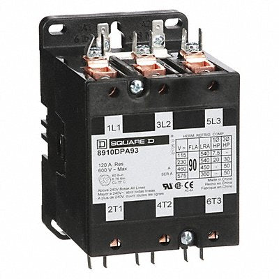 SQUARE D 8910DPA93V02 H2646 Definite Purpose Contactor 110/120VAC 3P 90A